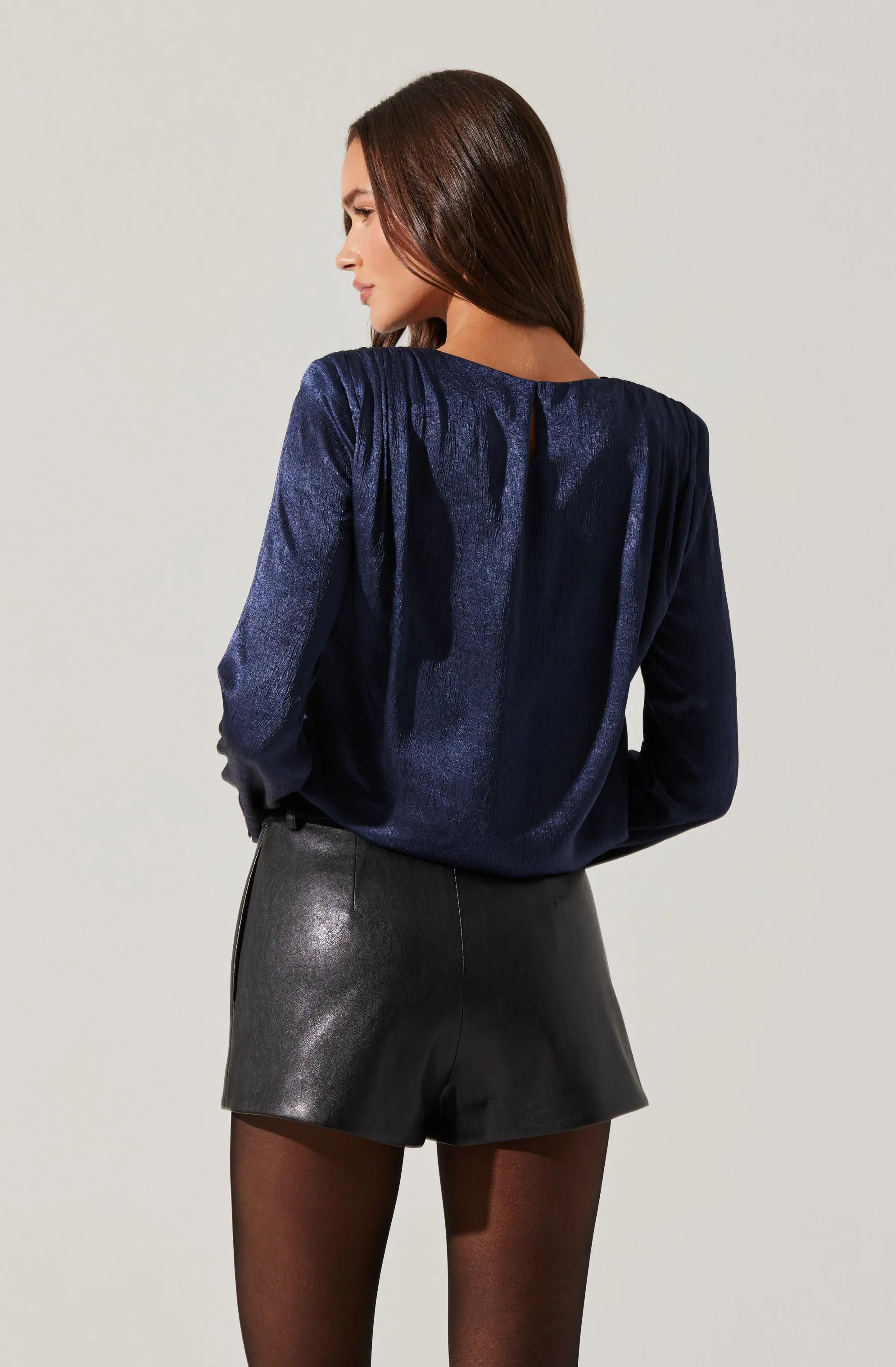 Aleannah Satin Long Sleeve Top