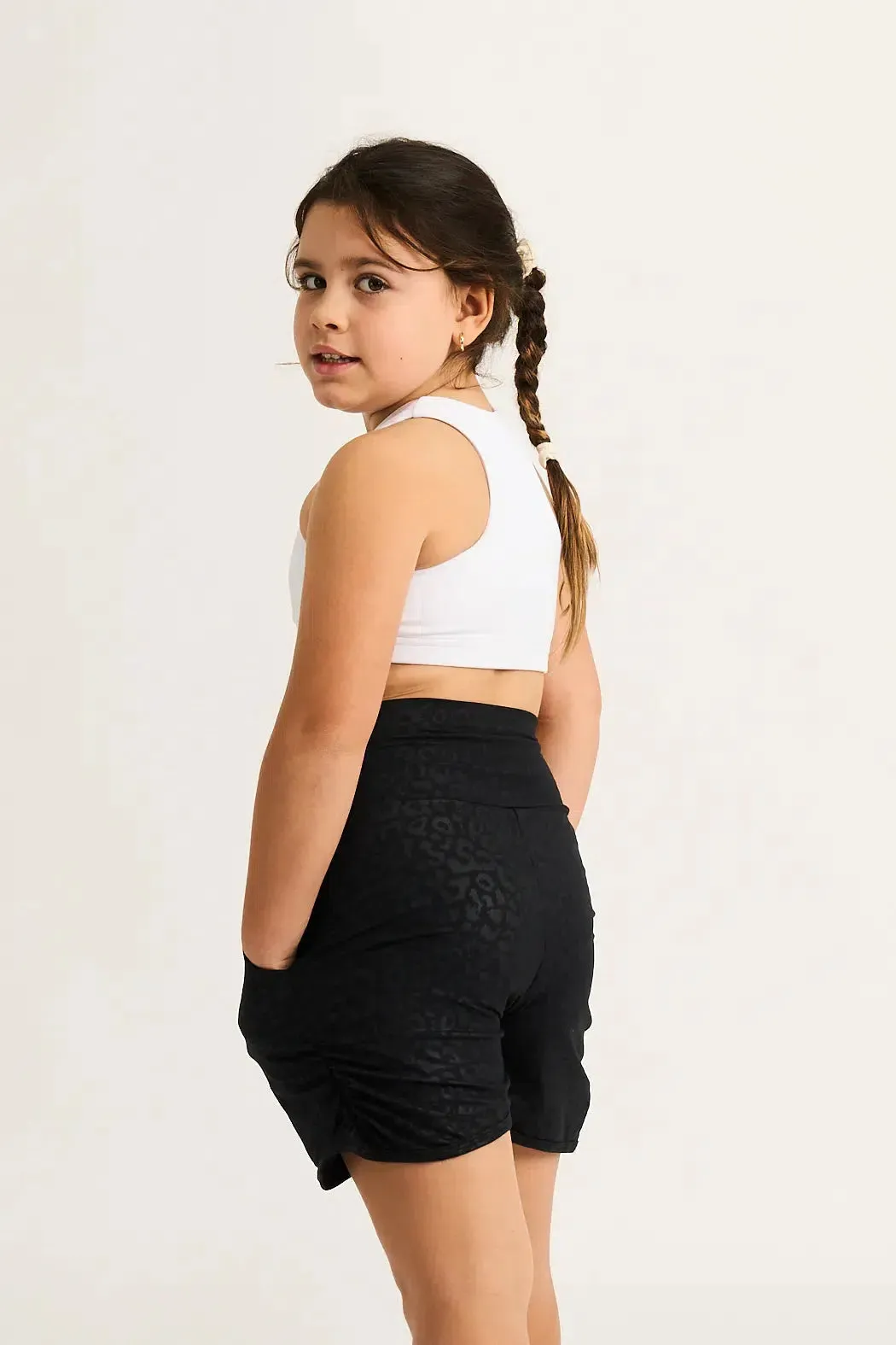 Black Exotic Touch Jag Soft To Touch - Kids Jogger Shorts