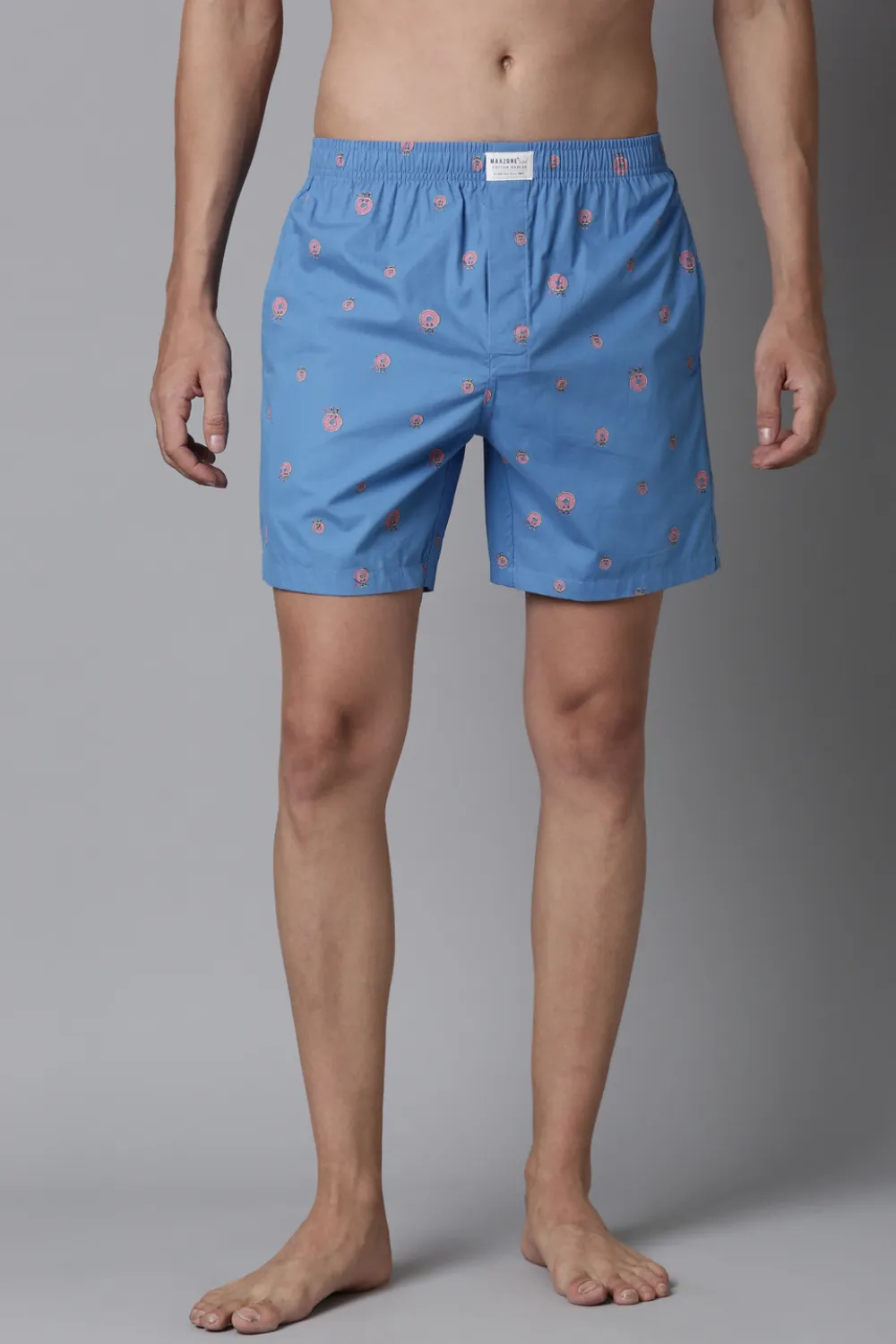 Blue-Lagoon Printed & Cream-Stone Printed 365 Boxers Combo