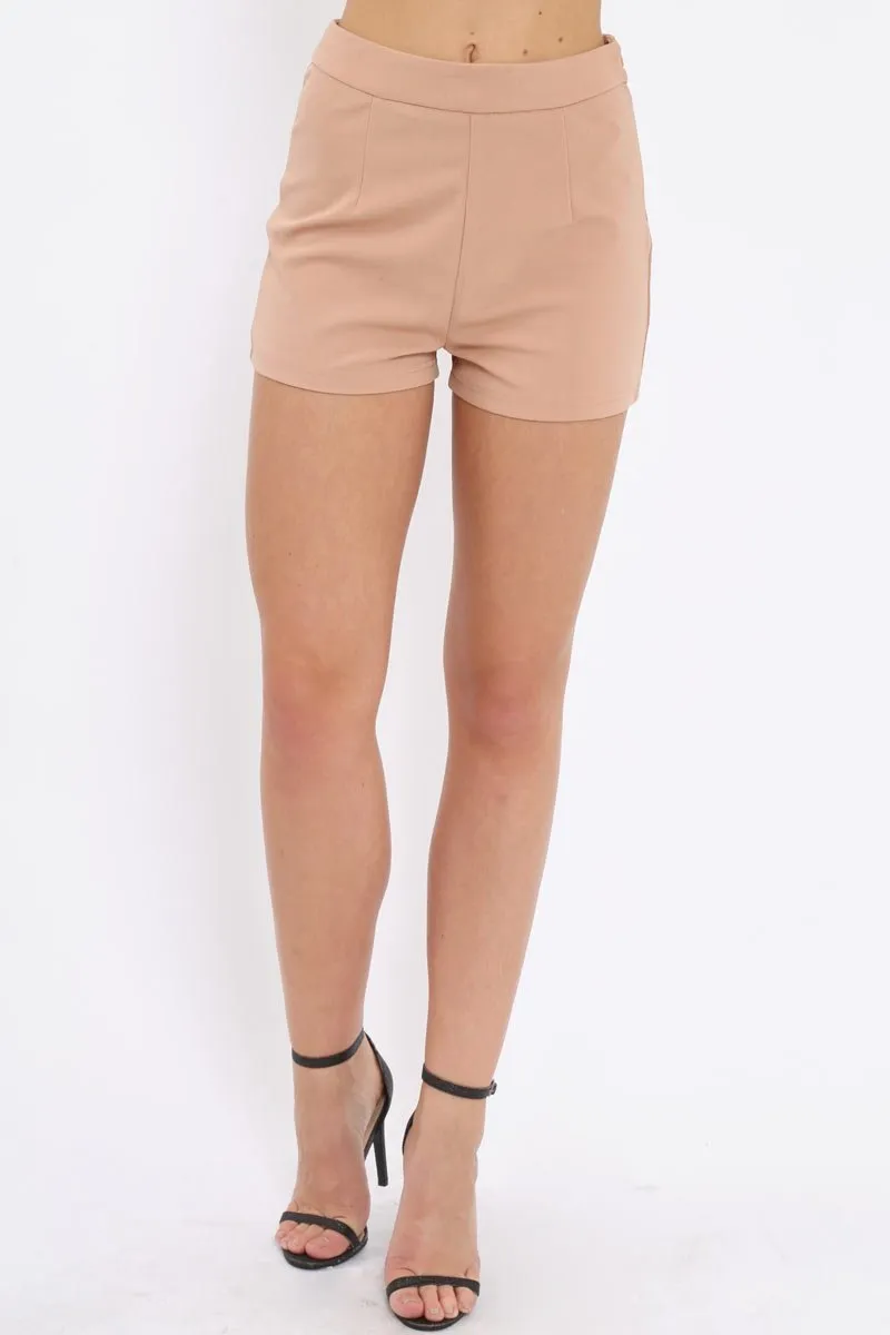 Camel High Waisted Shorts - Alicina