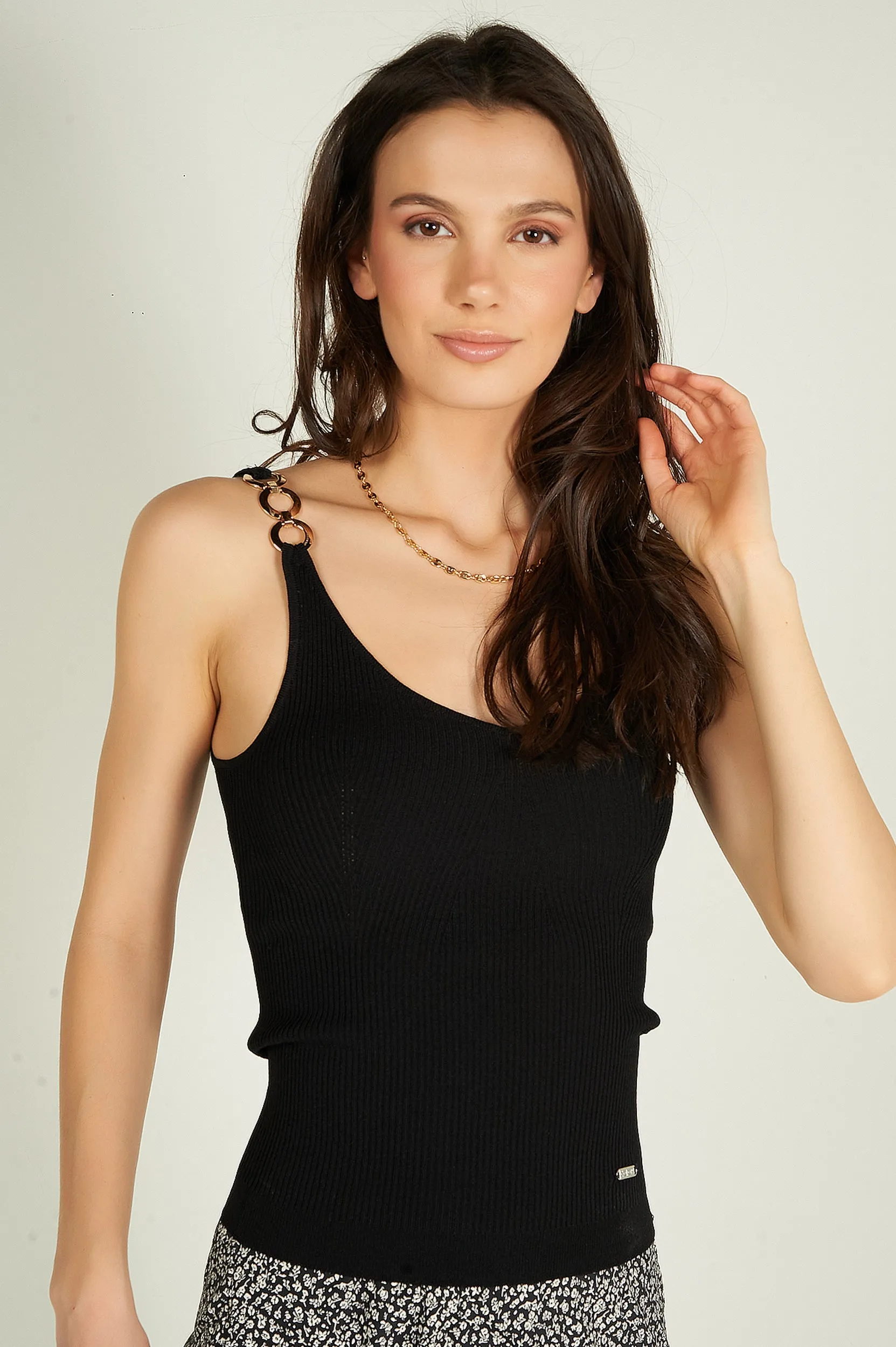 Camisole côtelée à bretelles en chaîne - VALENTINE - (E-A5)