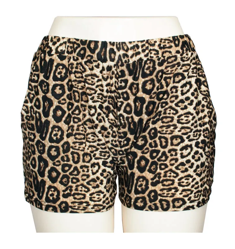 Casual Pull On Animal Print Shorts