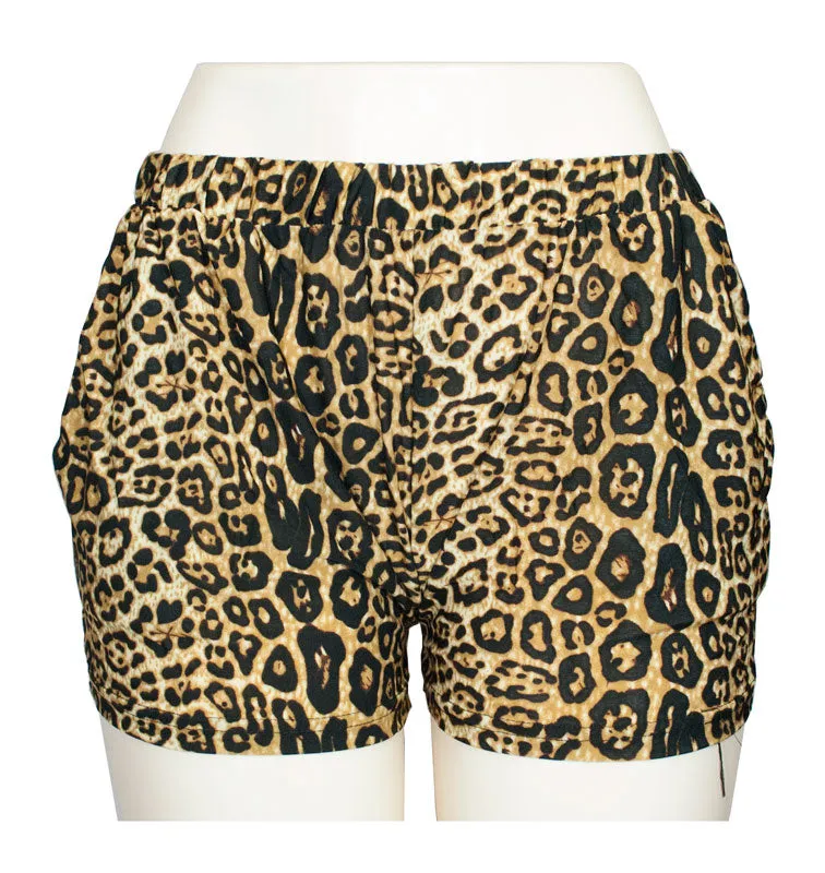 Casual Pull On Animal Print Shorts