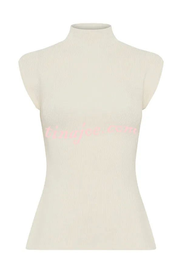 Effortless Chic Ribbed Knit High Neck Open Back Stretch Top