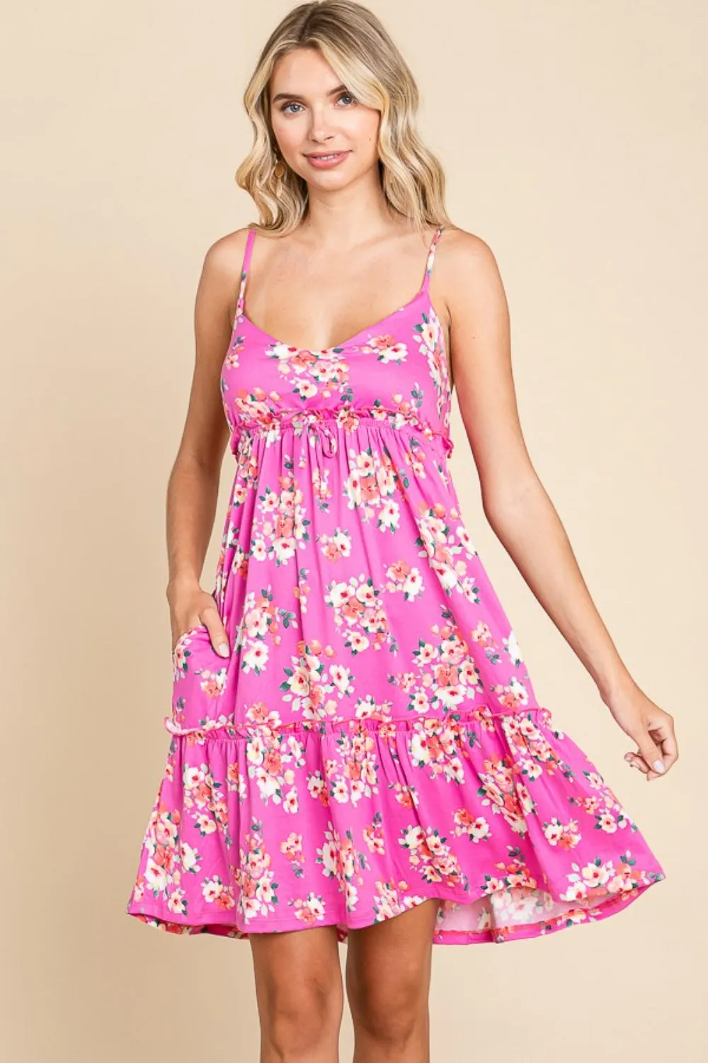 Full Size Floral Ruffled Cami Dress