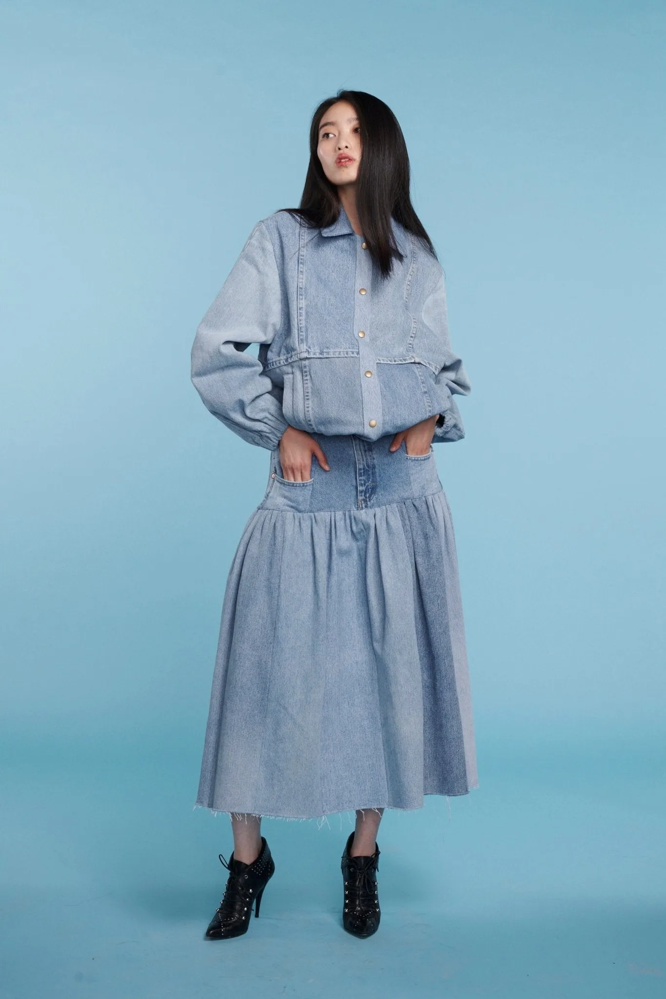 Harvard Denim Skirt Light Blue