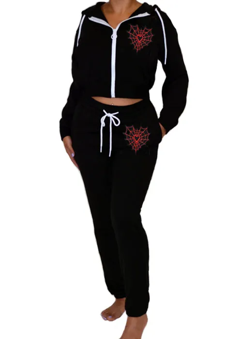 Heart Web Cropped Zipup Hoodie