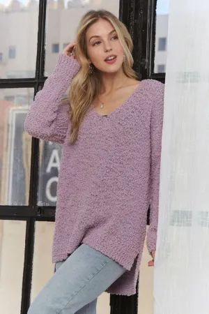 High-Low Side Slit Tunic Sweater