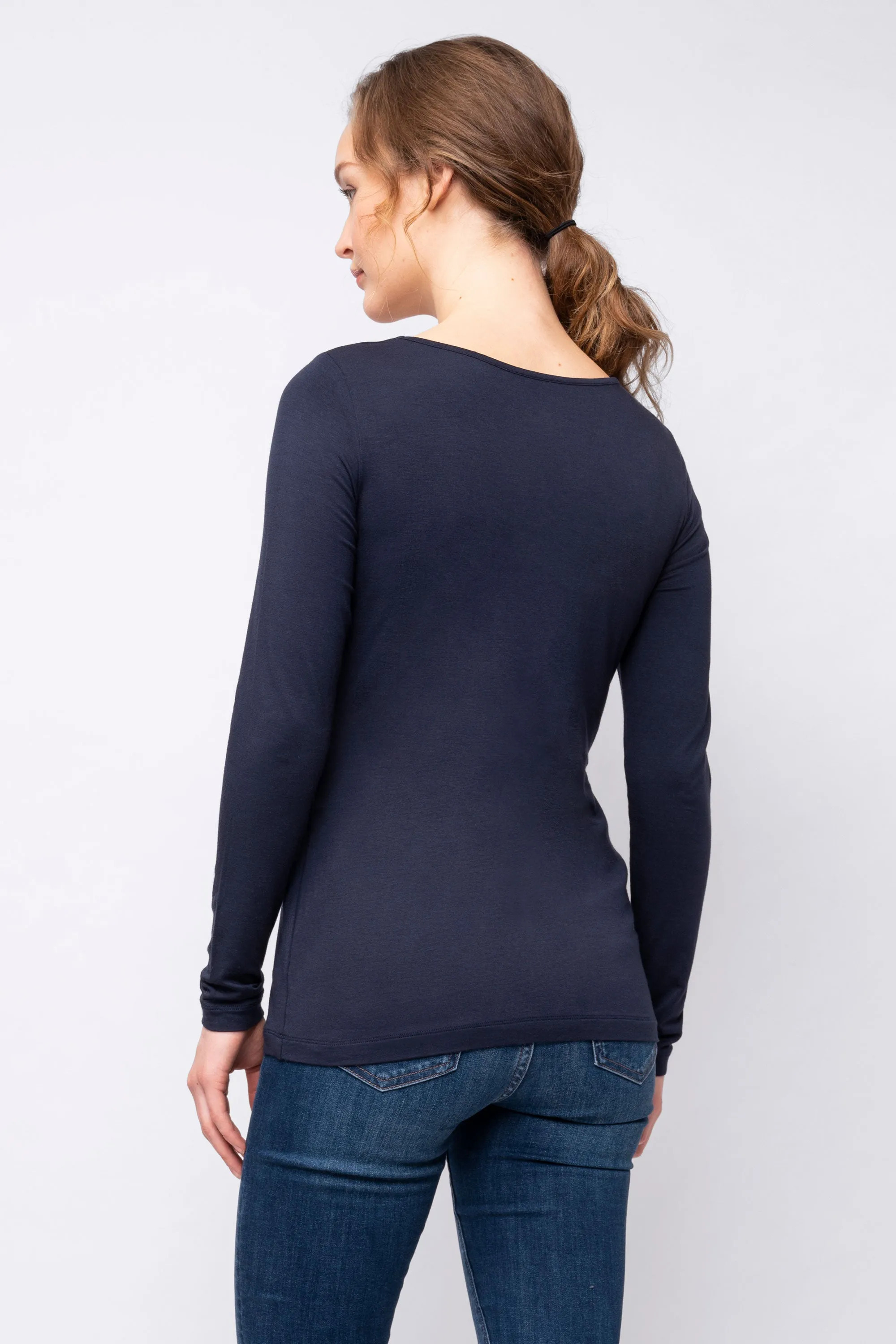 Laina Navy Bamboo Long Sleeve Maternity & Nursing Tee Seraphine