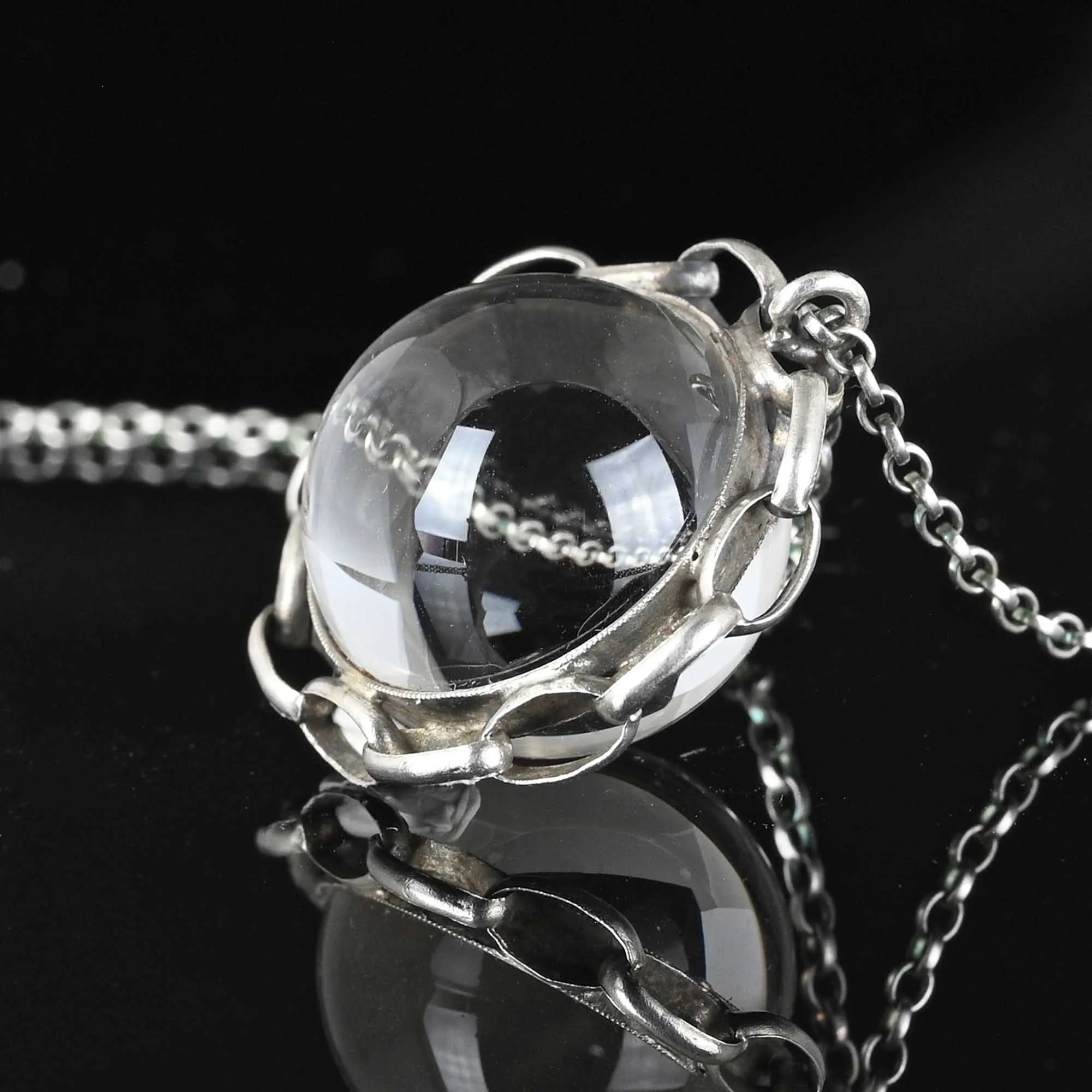 Large Rock Crystal Pools of Light Pendant, Chain Wrap