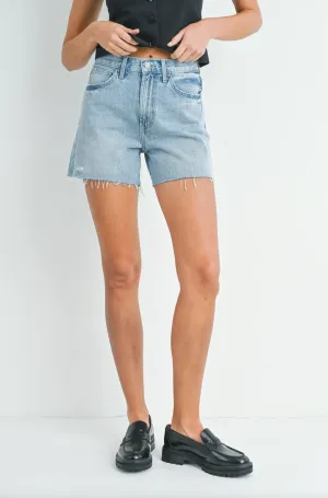 Longer Length Denim Short  | Light Wash