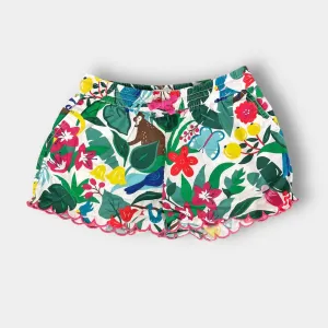 Mini Boden Scallop Hem Jungle Print Shorts 9