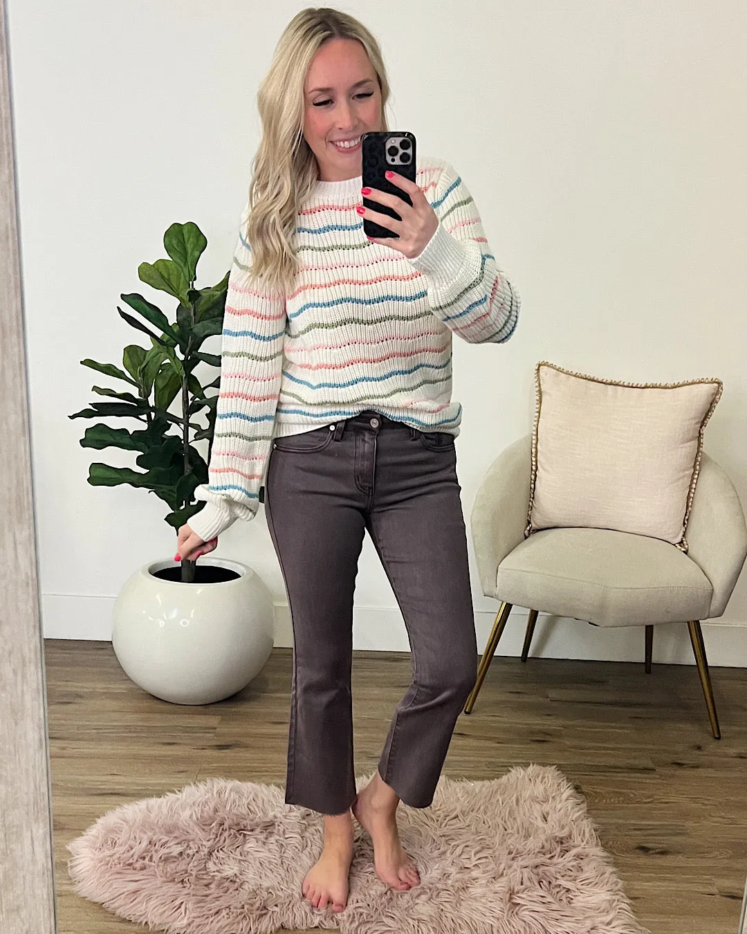 NEW! Can We Pink, Blue and Sage Stripe Sweater