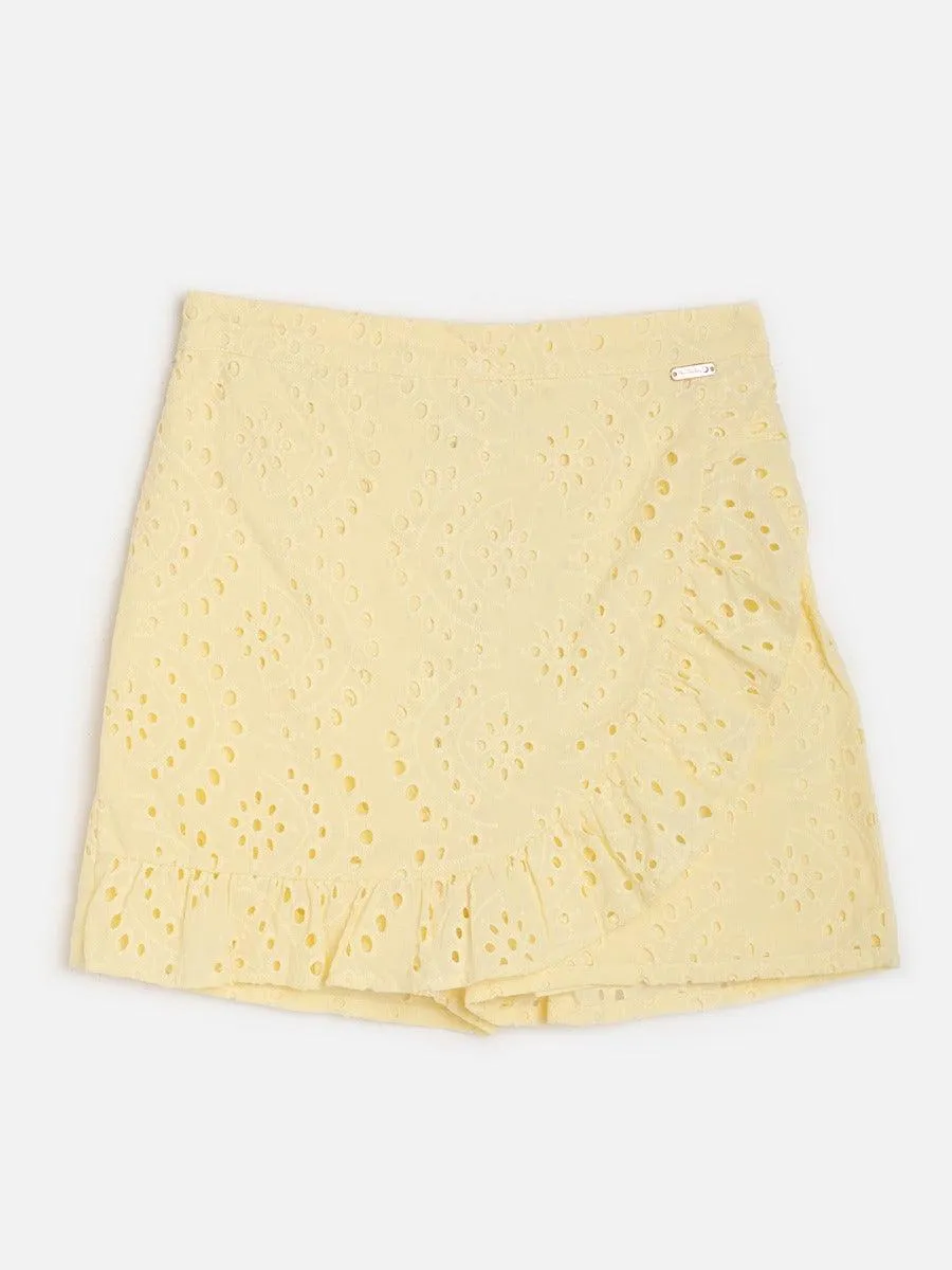 One Friday Yellow Schiffli Skort