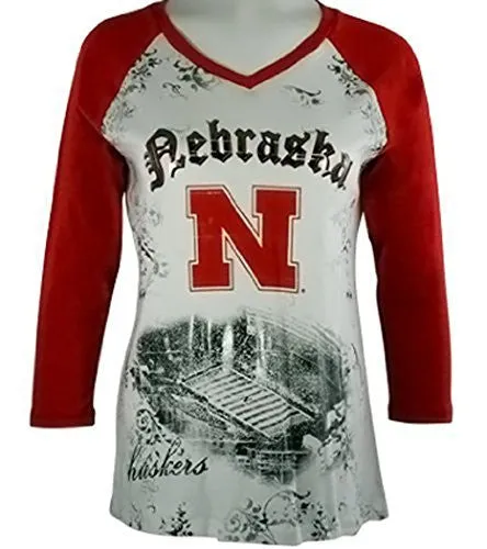 P-Michael Collegiate Top - U of Nebraska Top, School Colors, School Name in Foil