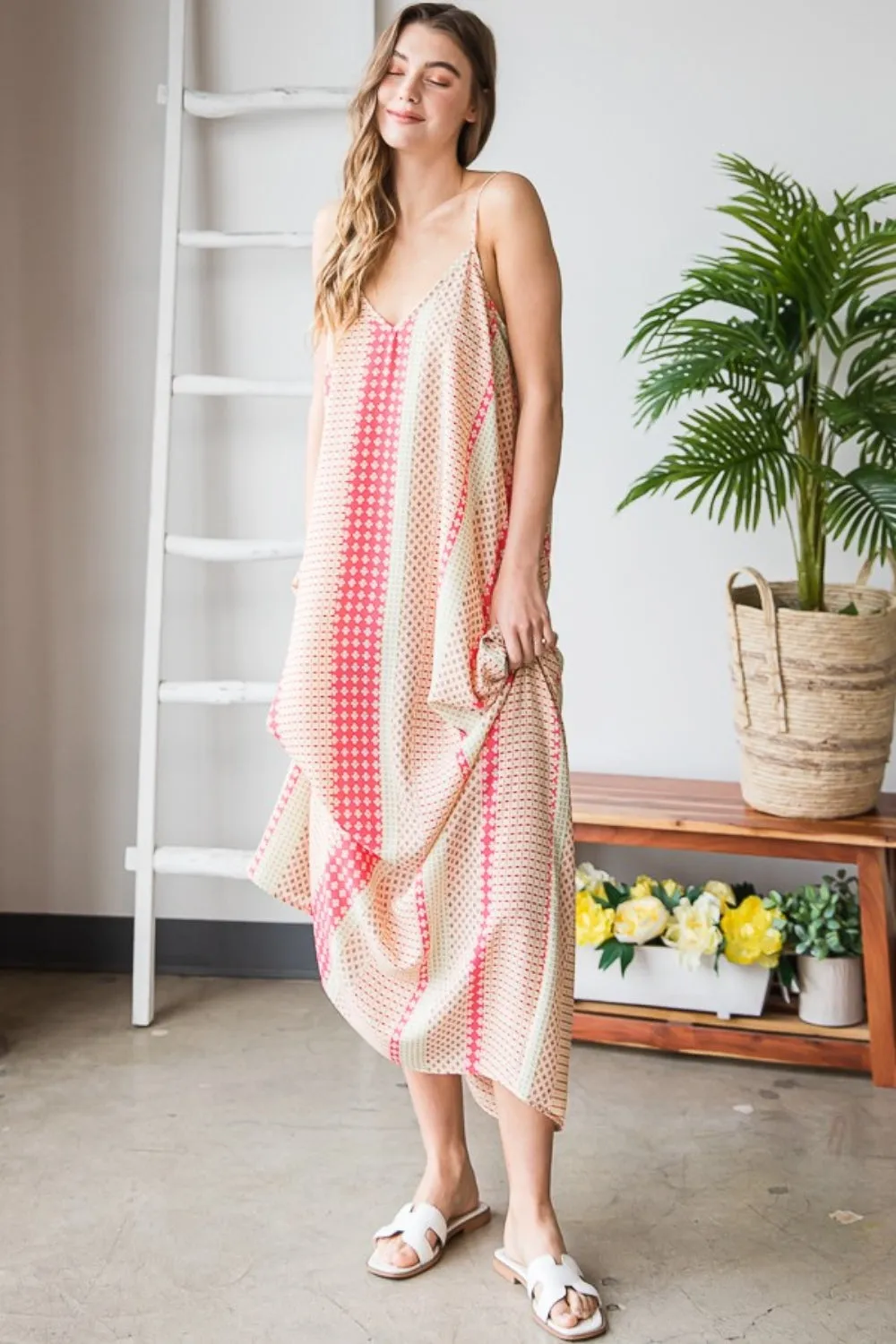 Printed Maxi Cami Dress with Pockets