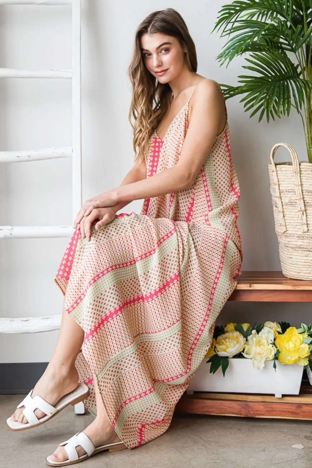 Printed Maxi Cami Dress with Pockets