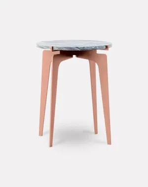 Prong Wave Marble and Copper Side Table