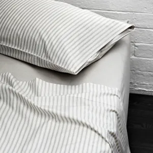 Queen Ticking Sheet Set - Taupe