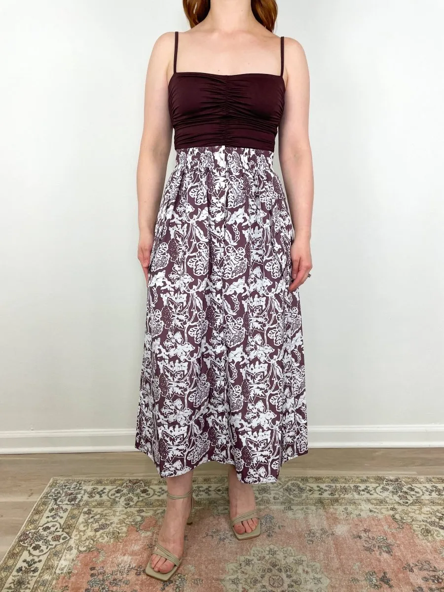 Recycled Nylon Batik Full Skirt in Cinnamon Multi