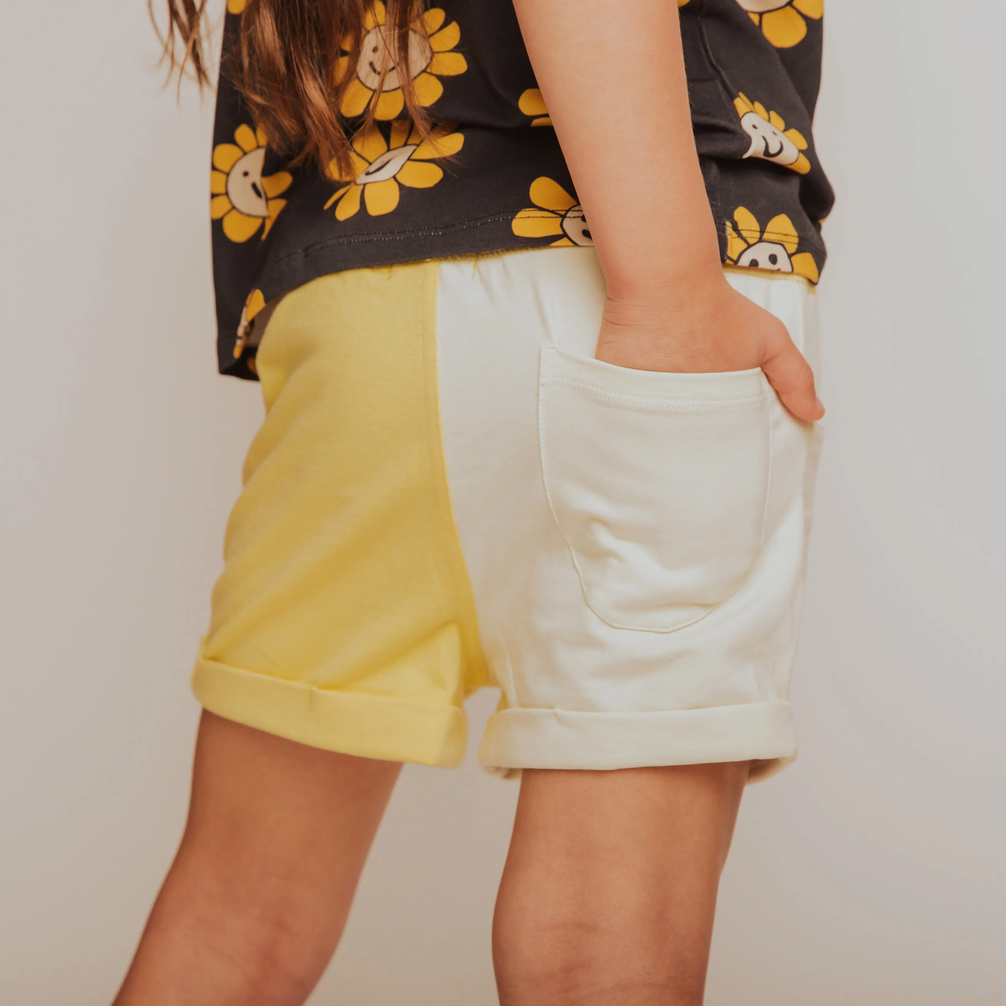 Rolled Hem Shorts - 'Peace Sign'