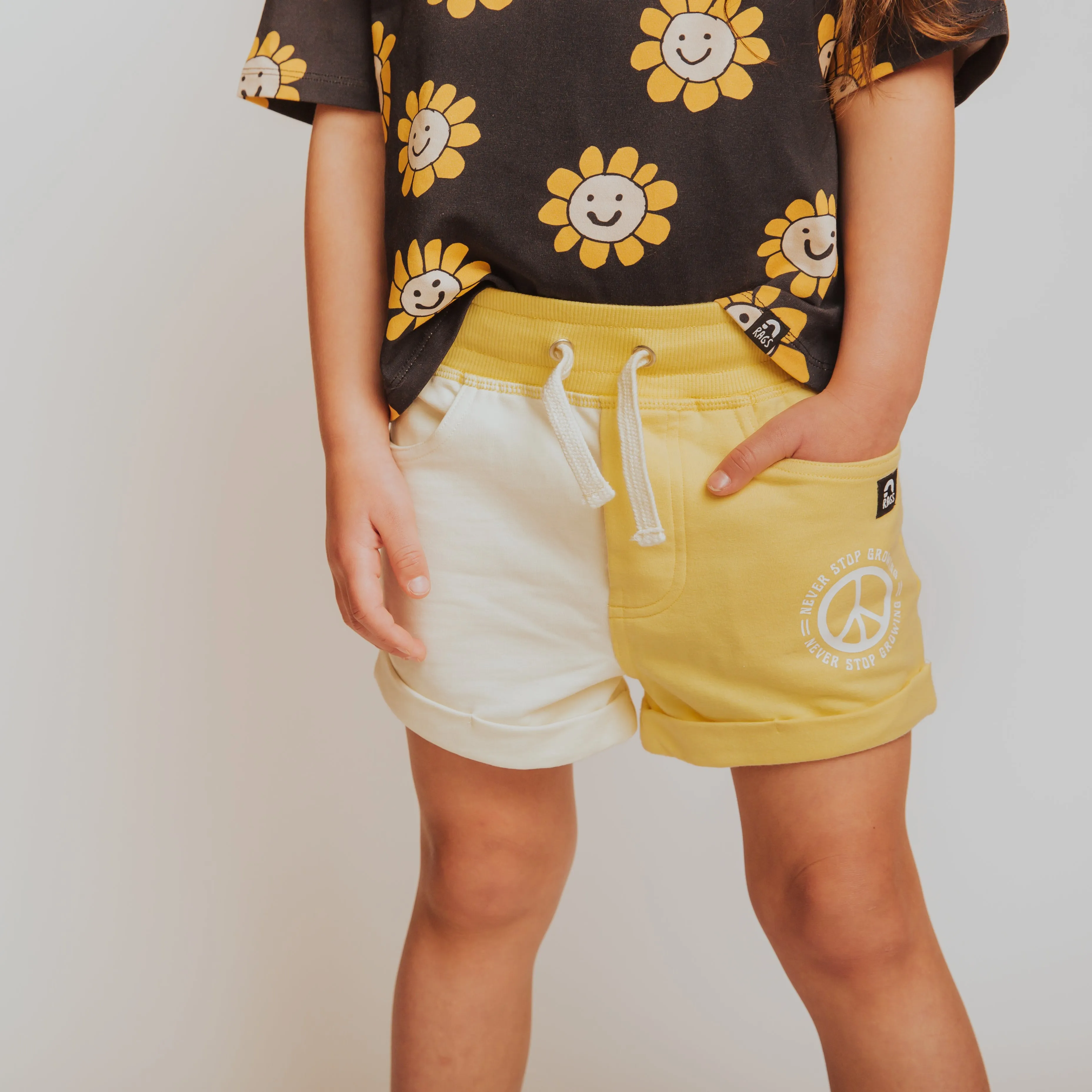 Rolled Hem Shorts - 'Peace Sign'