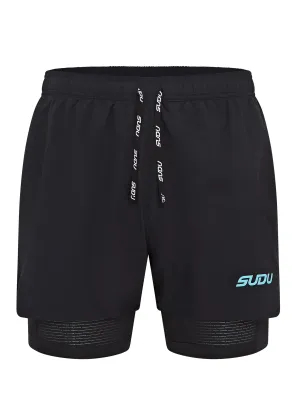 SRS 01 Run Shorts - Black/Light Blue