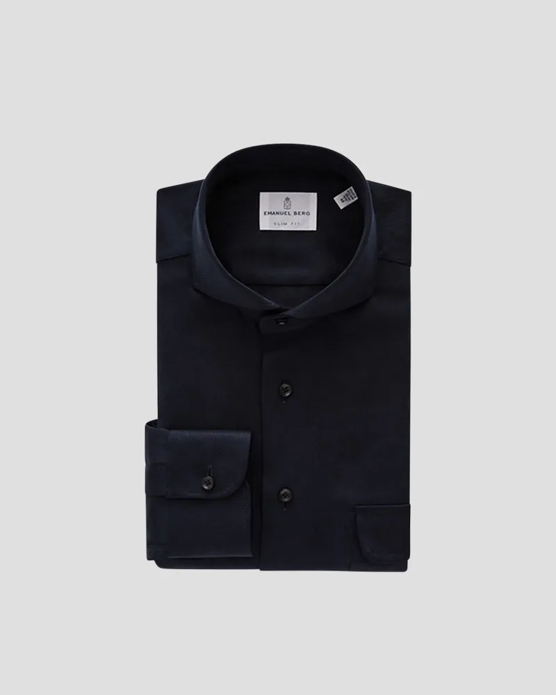 ULTRA SOFT SOLID TWILL HYBRID SHIRT - NAVY