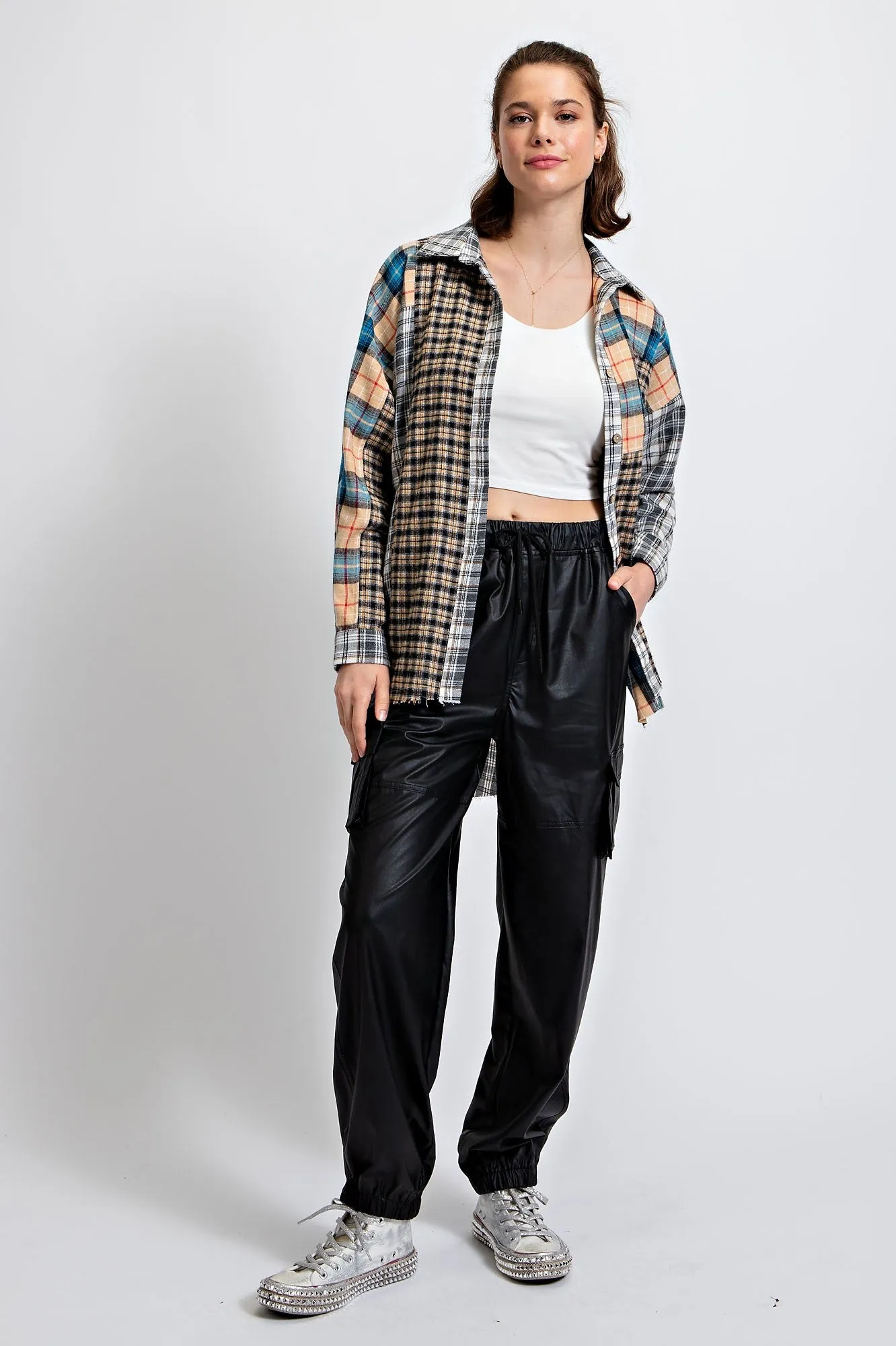 VERSATILE PLAID BUTTON DOWN SHIRT JACKET/SHACKET